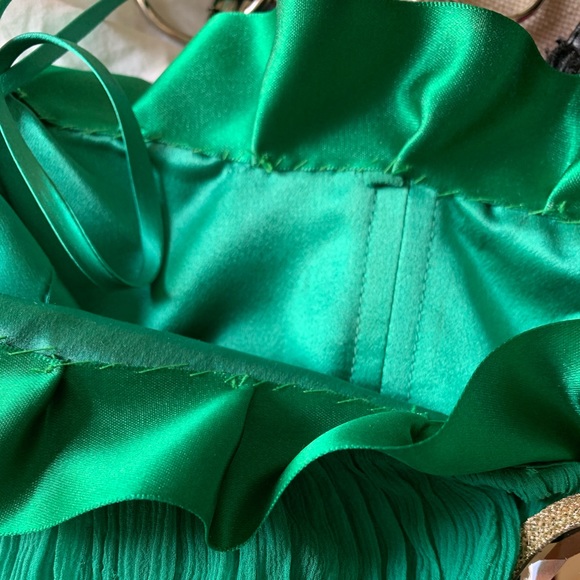 Temperley London Chiffon and Silk Green Ruched Dress Size 6 - Picture 6 of 7
